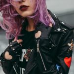 Woman Wears Black Leather Zip-up Jacket