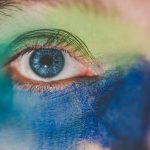 Human Eye With Blue and Green Makeup