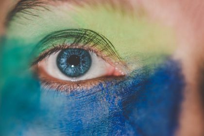 Human Eye With Blue and Green Makeup